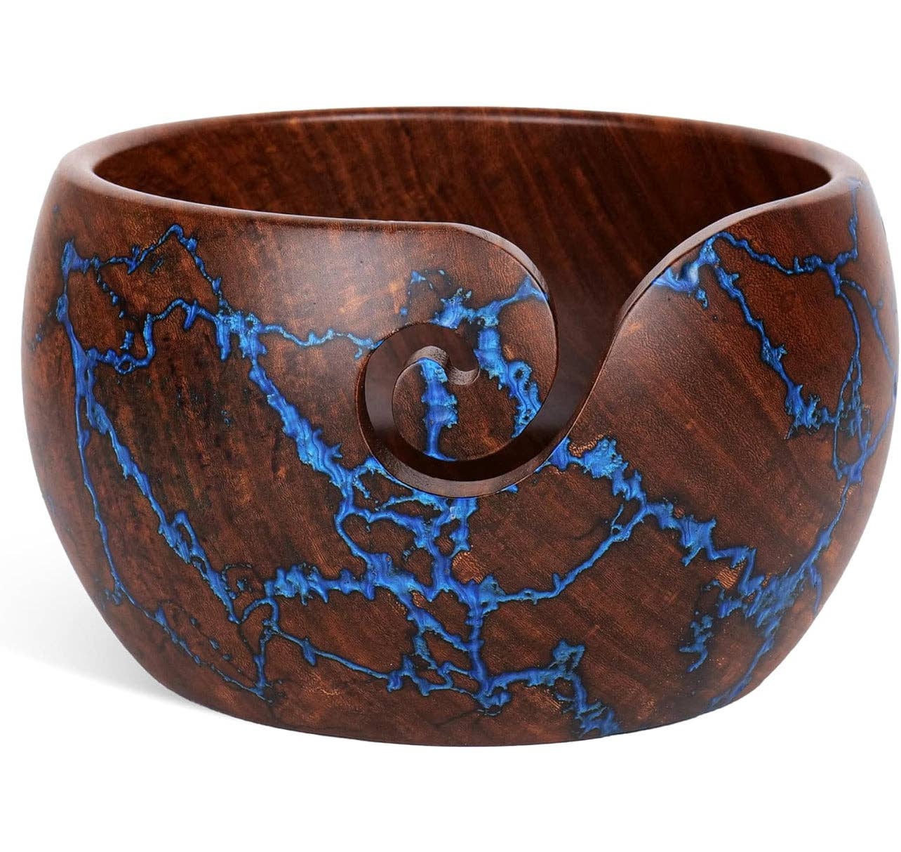 Darn Good Yarn Handcrafted Rosewood Yarn Bowl with Unique Resin Accents