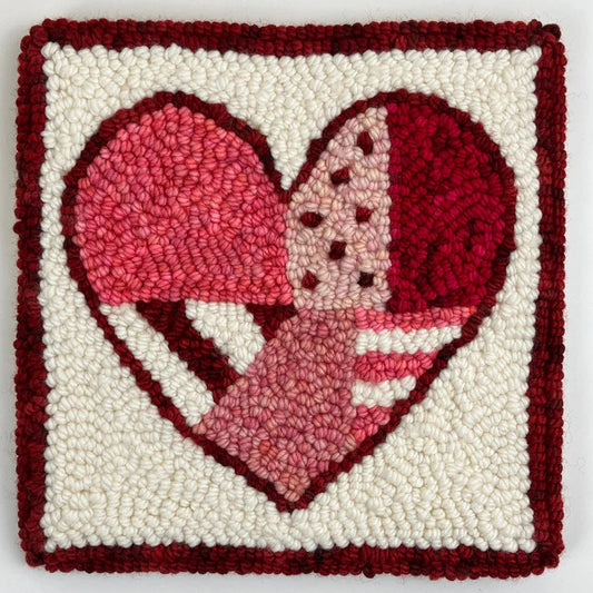 The Oxford Company Red Patchwork Heart Punch Needle Kit
