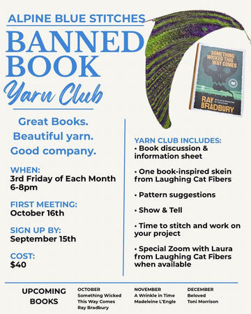 Alpine Blue Stitches Banned Book Yarn Club